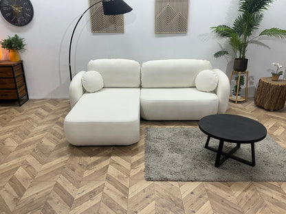 !Showroommodel! Witte Velvet Hoekzetel ~ Slaapfunctie