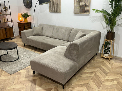 !Showroommodel! Licht Bruine Ribstof Hoekzetel