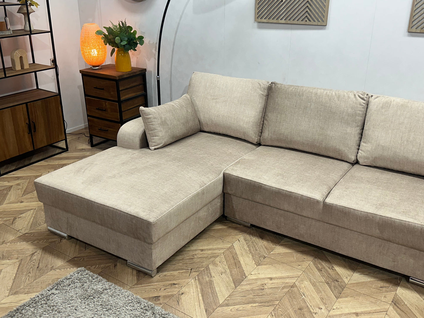 !Showroommodel! Beige Velvet U Zetel