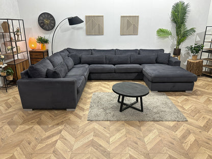 Antraciet Velvet U Zetel ~ Losse Kussens Met Afneembare Hoezen