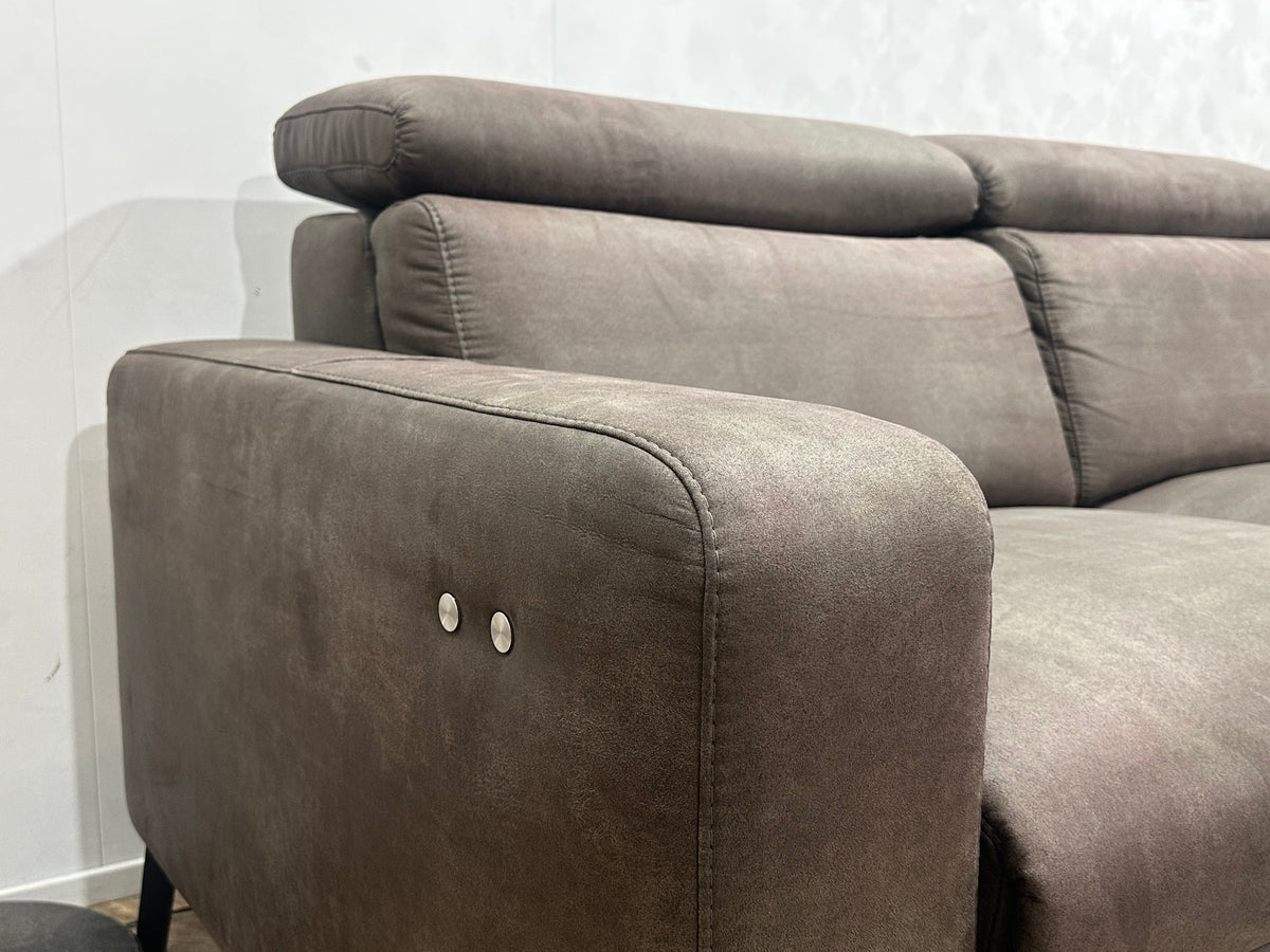 H&H Bruine Suède Stoffen Hoekzetel ~ Relaxfunctie