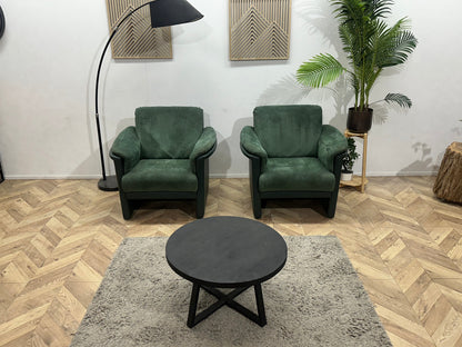 Groene Suède Stoffen/ Echt lederen Fauteuils ~ Vaste Kussens
