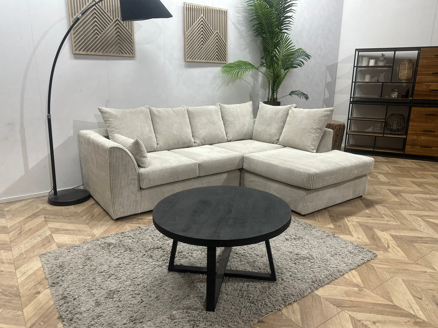 !Showroommodel! Witte Ribstof Hoekzetel