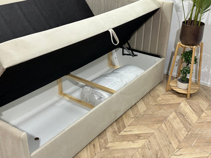 !Showroommodel! Beige Velvet Boxspring Inc Topper