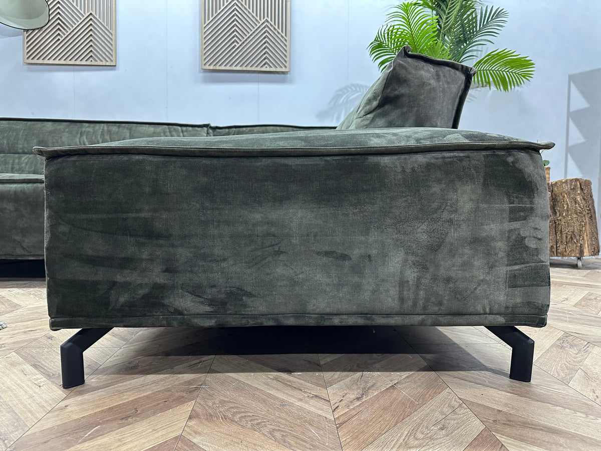 Groene Velvet Hoekzetel ~ Vaste Kussens