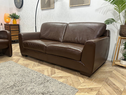 Bruine Echt Lederen 2.5-Zits Zetel Inc Fauteuils ~ Geïmpregneerd