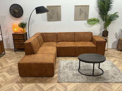 !Showroommodel! Cognac Bruine Suède Stoffen Hoekzetel