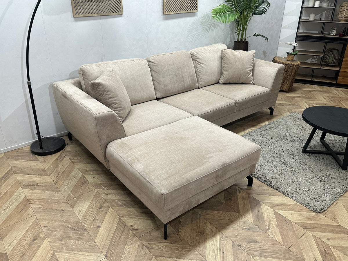 Beige Velvet Hoekzetel ~ Nieuwstaat
