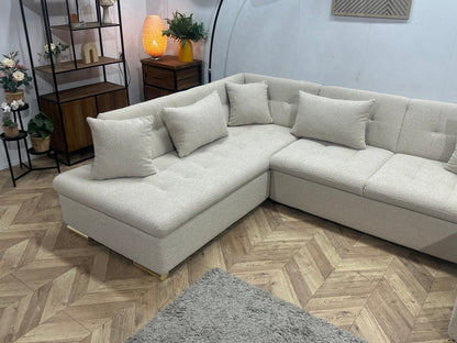 !Showroommodel! Witte/Crème Bouclé Stoffen U Zetel
