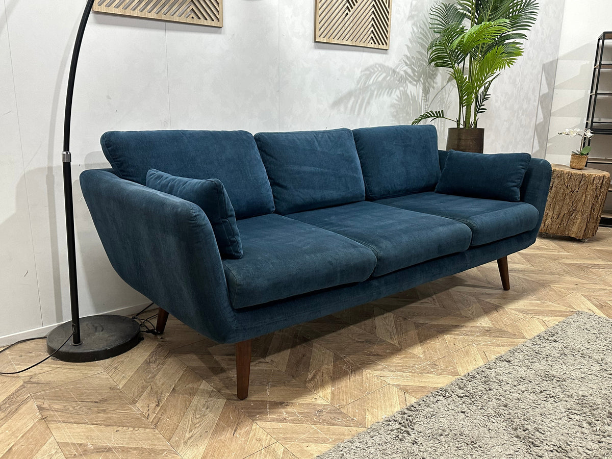 Sofacompany Blauwe Suède Stoffen 2.5-Zits Zetel ~ Losse Kussens Met Afneembare Hoezen