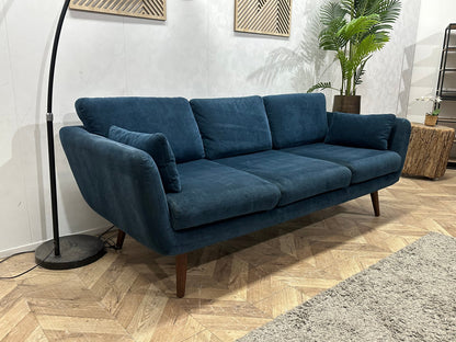 Sofacompany Blauwe Suède Stoffen 2.5-Zits Zetel ~ Losse Kussens Met Afneembare Hoezen