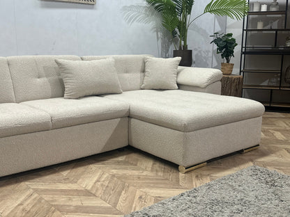 !Showroommodel! Witte/Crème Bouclé Stoffen U Zetel