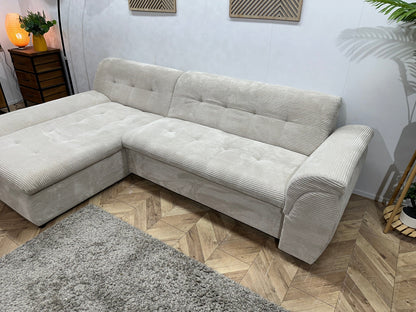 !Showroommodel! Crème Ribstof Hoekzetel ~ Opbergruimte