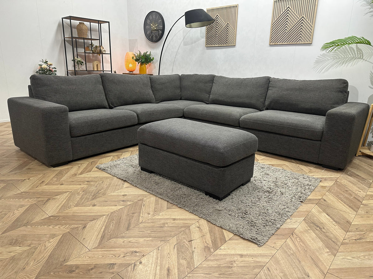 Antraciet Hoekzetel Inc Hocker ~ Losse Kussens Met Afneembare Hoezen
