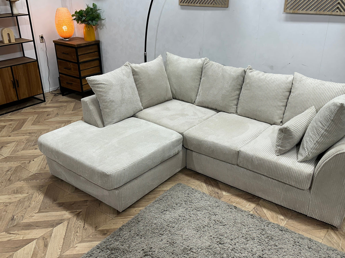 !Showroommodel! Witte Ribstof Hoekzetel