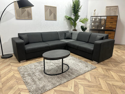 !Showroommodel! Antraciet/Grijze Suède Lederen/Velvet Hoekzetel