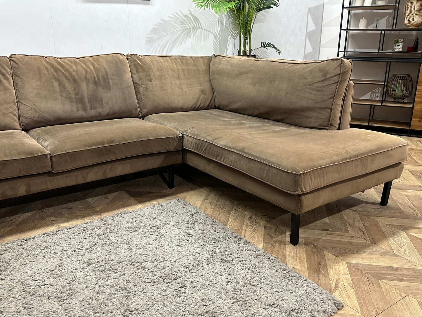 Lifestyle Home Collection Bruine Velvet Hoekzetel ~ Losse Kussens Met Afneembare Hoezen