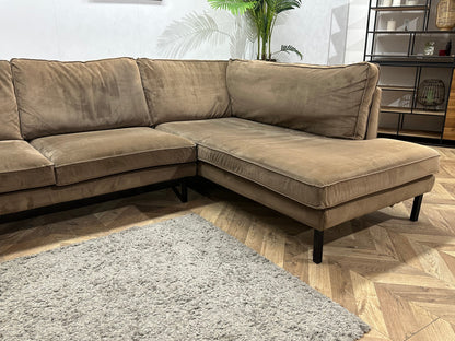 Lifestyle Home Collection Bruine Velvet Hoekzetel ~ Losse Kussens Met Afneembare Hoezen