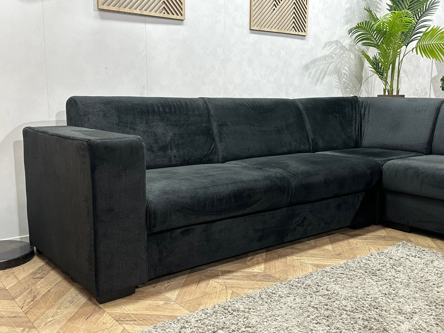 !Showroommodel! Zwarte Velvet Hoekzetel