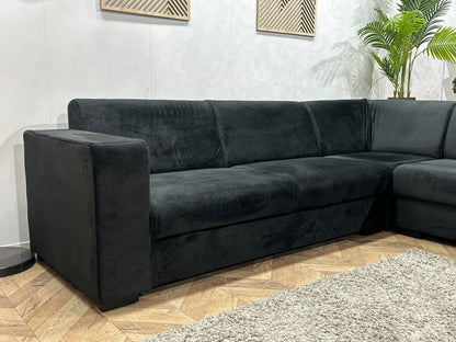 !Showroommodel! Zwarte Velvet Hoekzetel
