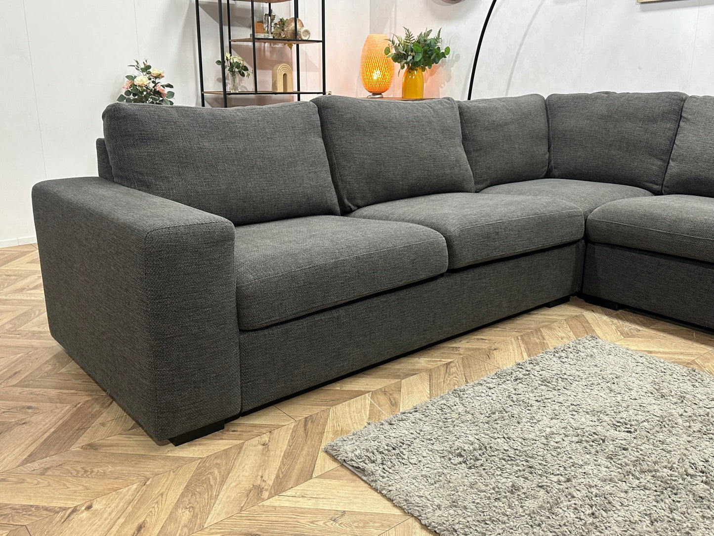 Antraciet Hoekzetel Inc Hocker ~ Losse Kussens Met Afneembare Hoezen