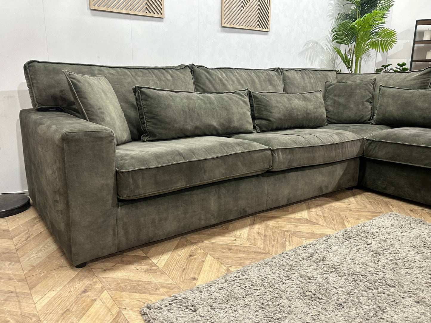 Donker Groene Velvet Hoekzetel Inc Hocker ~ Losse Kussens Met Afneembare Hoezen