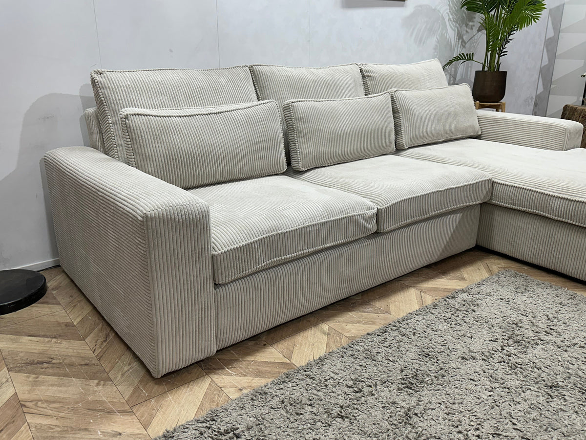 !Showroommodel! Witte Ribstof Hoekzetel