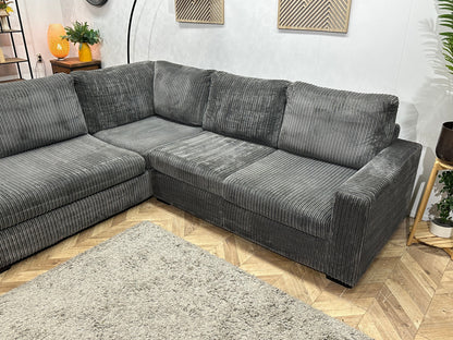 Antraciet Ribstof Hoekzetel ~ Losse Kussens Met Afneembare Hoezen