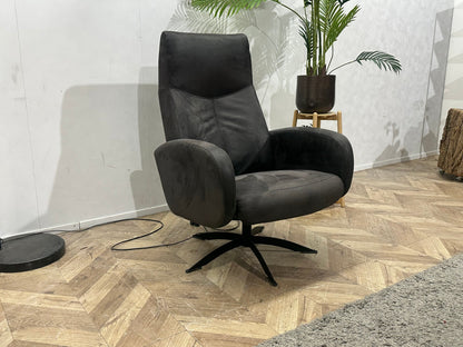Antraciet Suède Stoffen Fauteuil ~ Vaste Kussens
