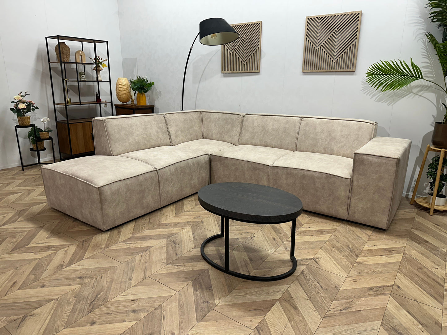 !Showroommodel! Crème Suède Stoffen Hoekzetel