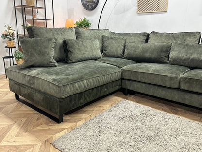 Donker Groene Velvet Hoekzetel ~ Losse Kussens Met Afneembare Hoezen