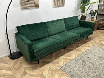 Be Pure Groene Velvet 3-Zits Zetel Inc Hocker ~ Losse Kussens Met Afneembare Hoezen