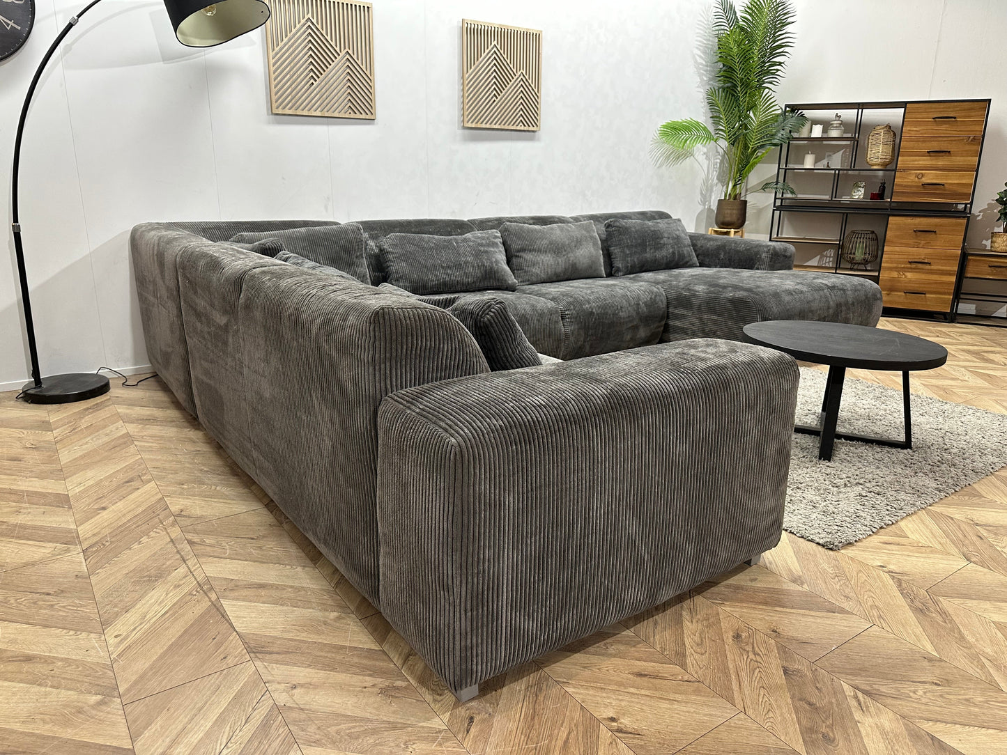 Antraciet Ribstof U Zetel ~ Losse Rugkussens