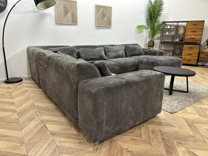 Antraciet Ribstof U Zetel ~ Losse Rugkussens