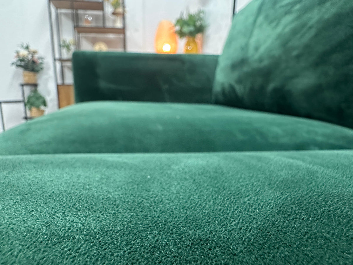 Groene Velvet 2.5-Zits Zetel ~ Losse Kussens Met Afneembare Hoezen