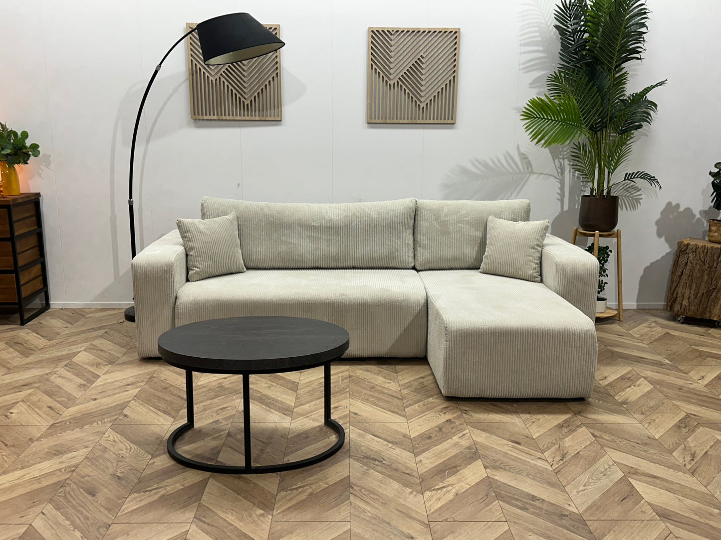 !Showroommodel! Witte Ribstof Hoekzetel