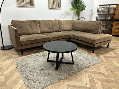 Lifestyle Home Collection Bruine Velvet Hoekzetel ~ Losse Kussens Met Afneembare Hoezen