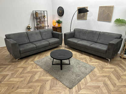 Antraciet Suède Stoffen Zetels Set ~ Vaste Kussens