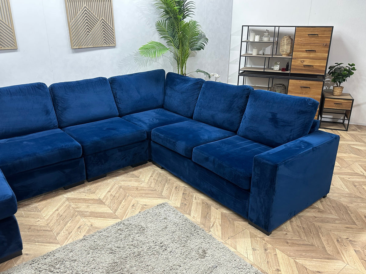 Blauwe Velvet U Zetel ~ Meerdere Opstellingen