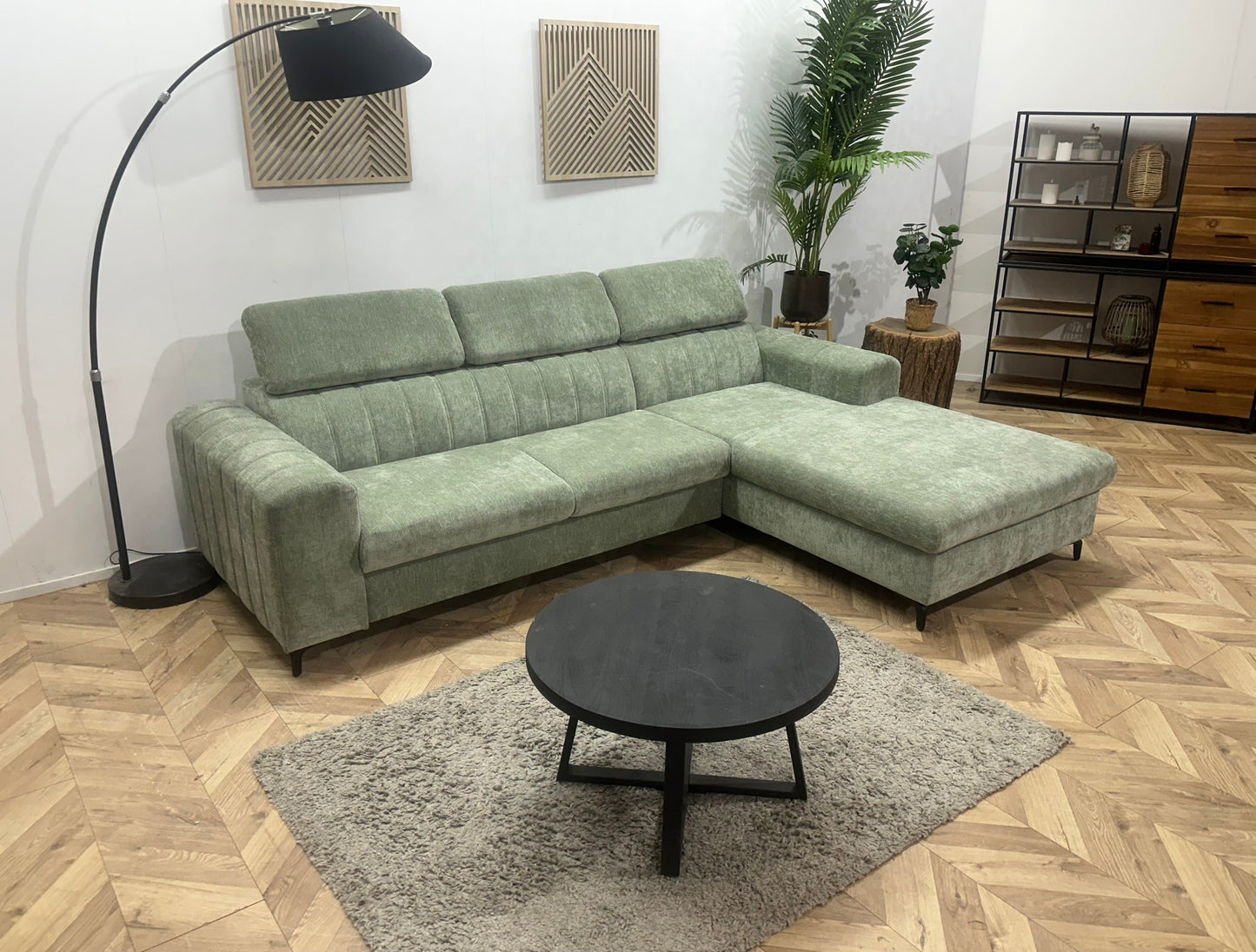!Showroommodel! Groene Cremona Hoekzetel ~ Verstelbare Hoofdsteunen