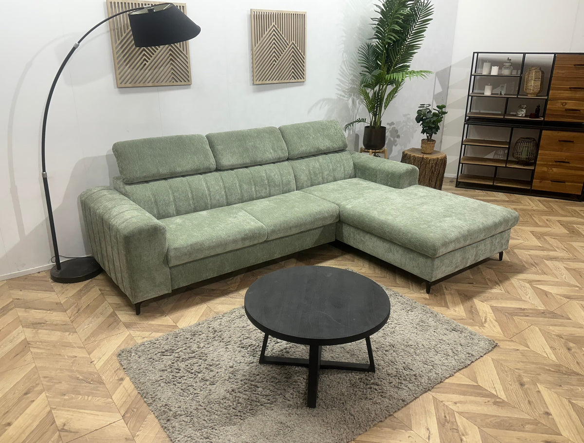 !Showroommodel! Groene Cremona Hoekzetel ~ Verstelbare Hoofdsteunen