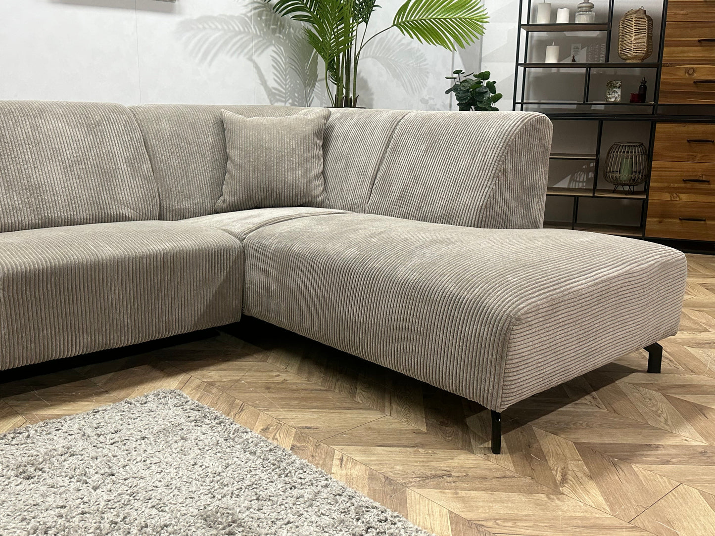!Showroommodel! Licht Bruine Ribstof Hoekzetel