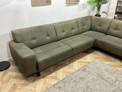 Groene Suède Stoffen Hoekzetel Inc Hocker ~ Vaste Kussens