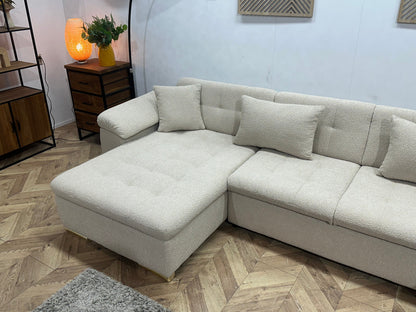 !Showroommodel! Witte/Crème Bouclé Stoffen Hoekzetel