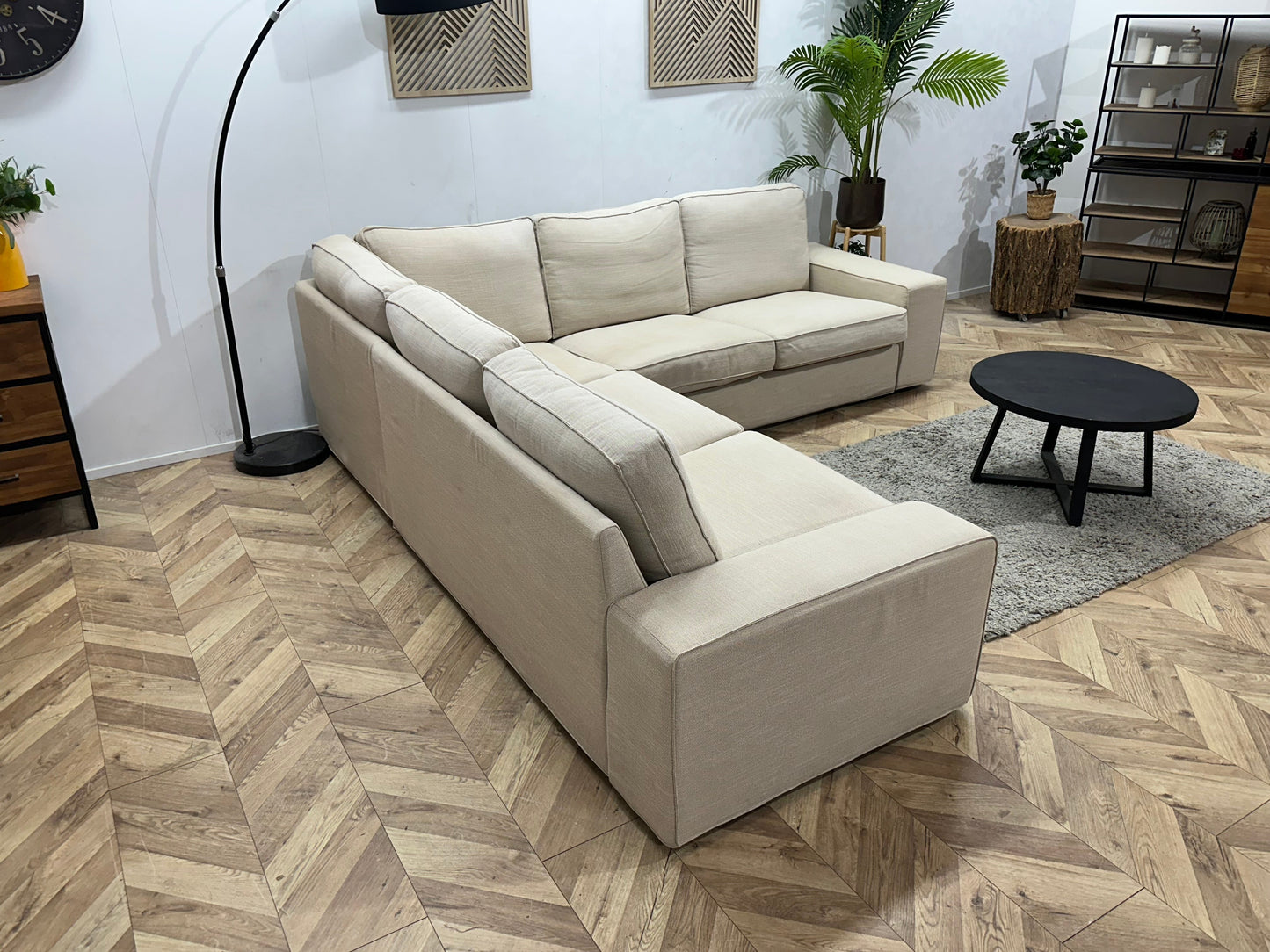 Beige Hoekzetel ~ Losse Kussens Met Afneembare Hoezen