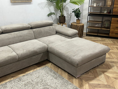 !Showroommodel! Licht Bruine Ribstof Hoekzetel ~ Verstelbare Hoofdsteunen