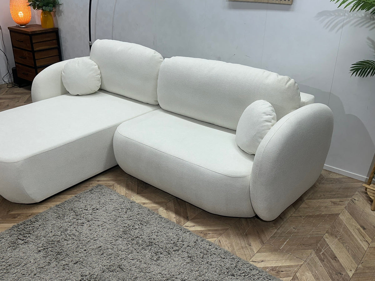 !Showroommodel! Witte Velvet Hoekzetel ~ Slaapfunctie