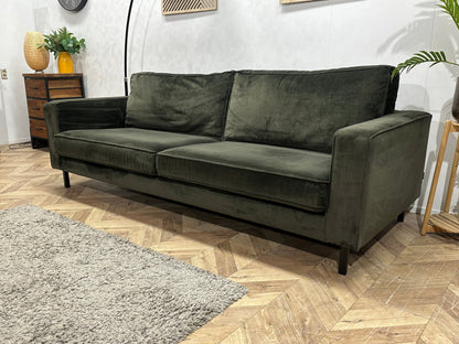 Woood Donker Groene Velvet 2.5-Zits Zetel ~ Losse Kussens Met Afneembare Hoezen