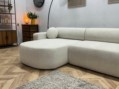 !Showroommodel! Witte Velvet Hoekzetel ~ Slaapfunctie