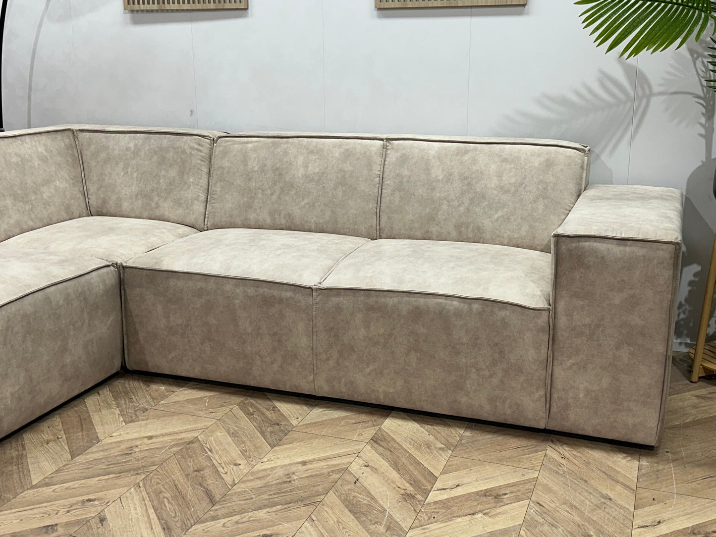 !Showroommodel! Crème Suède Stoffen Hoekzetel